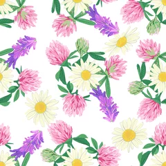 Papier Peint photo Plantes tropicales Floral seamless pattern with wildflowers.