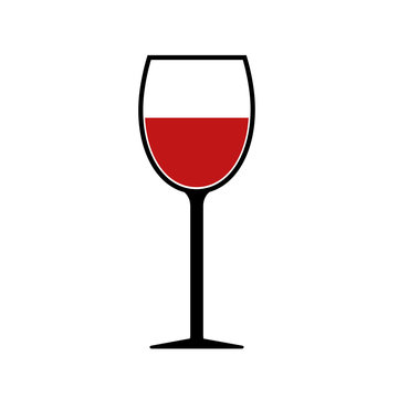 Red Wine Glass Silhouette Icon Isolated