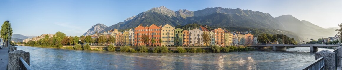 Inn river on its way through Innsbruck, Austria. - obrazy, fototapety, plakaty