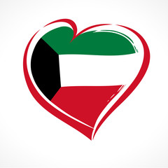 Heart in national flag Kuwait banner. Happy National Day Kuwait, national flag in heart, 25 February poster