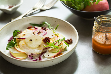 Kohlrabi with Apple and Pecan Salad