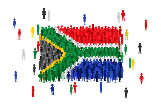 Vector South Africa State Flag Formed By Crowd Of Cartoon People