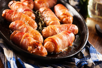 Pigs in blankets in baking dish
