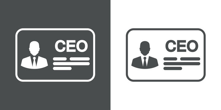 Icono plano identificacion CEO en gris y blanco