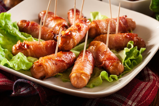 Pigs in blankets on a plate