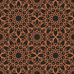 Laser cutting seamless pattern. Tapestry panel. Jigsaw die cut ornament. Lacy cutout silhouette stencil. Fretwork floral screen. Vector template for paper cutting, metal and woodcut.
