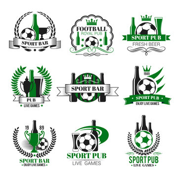 Vector soccer sport bar football beer pub icons