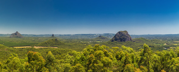Panoramic view of Glasshouse Mountains on the Sunshine Coast from Beerburrum © Martin Valigursky