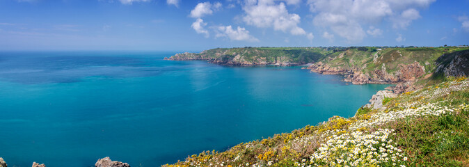 Fototapeta premium Icart point panorama, Guernsey