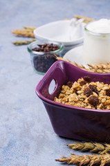 Traditional granola with raisins