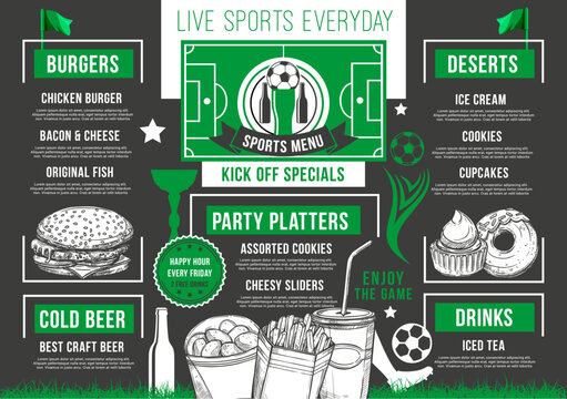 Vector Soccer Bar Football Beer Pub Meals Menu