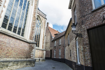 Street with old houses in Bruges, Belgium