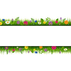 Grass And Flowers Border Banner