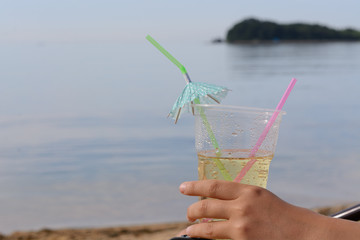 glasses of limonade. Vacation on the sea.