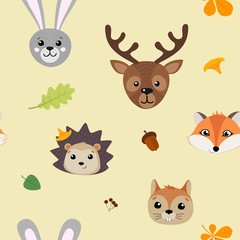 Obraz premium Seamless pattern with forest animals. Vector illustration.