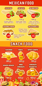 Vector fast food Mexican restaurant menu