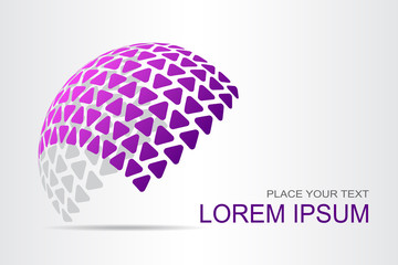 Logo stylized spherical surface with abstract shapes