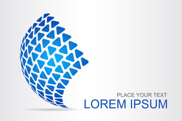 Logo stylized spherical surface with abstract shapes