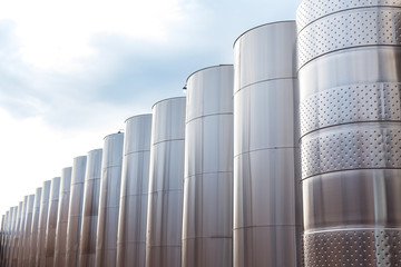 Modern technological industrial equipment of wine factory.