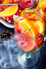 Steam sangria with fruits