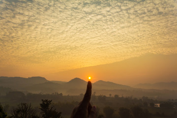 Sunrise or sunset sky with clouds line