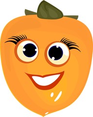 Funny persimmon with face on white background