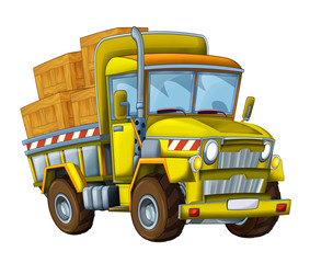 cartoon construction site car with cargo - illustration for children
