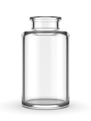 Clear empty glass jar mockup isolated on white background. 3D illustration