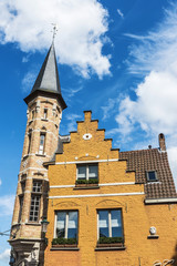 Fototapeta na wymiar Old historic buildings in the medieval city of Bruges, Belgium
