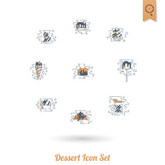 Dessert Icon Set in Modern Flat Design Style