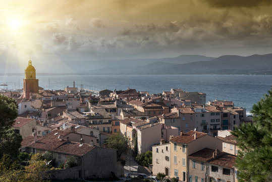 Panoramic view of Saint-Tropez, Provence-Alpes-Cote d'Azur, France, Europe