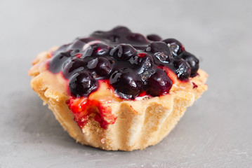 Dessert Pastry Basket with Berries on Gray Background Isolated. Close up. Food Dessert. Macro.