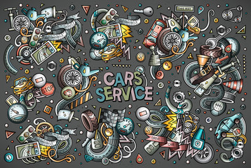 Vector cartoon set of Automobile objects
