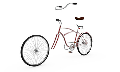 Fototapeta premium Bikes at a parking place, Bicycles, Bike theme elements, Street speed sport bicycle, Bikes isolated on white background - 3d Rendering