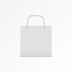 Gift bag with a rope handle on a white background. Vector illustration .