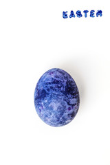 Easter card. Ultra violet Easter egg with Easter inscription isolated on white