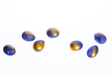 Ultra violet Easter eggs isolated on white background. Color of the year inspired