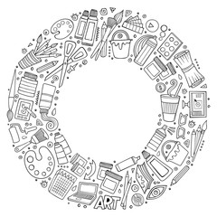 Obraz premium Set of Art cartoon doodle objects, symbols and items
