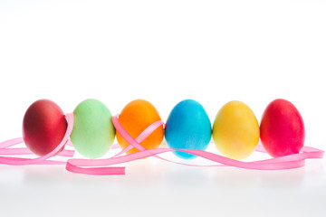 Colorful Easter eggs in a row