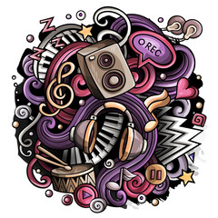 Cartoon cute doodles Music illustration
