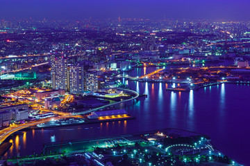 Fototapeta na wymiar Night of Yokohama port