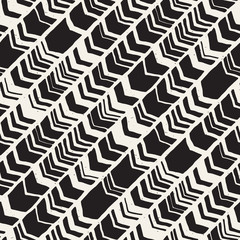 Vector seamless freehand pattern. Doodle monochrome print hand drawn chevron texture. Trendy graphic design.