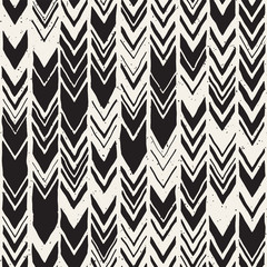 Vector seamless freehand pattern. Doodle monochrome print hand drawn chevron texture. Trendy graphic design.