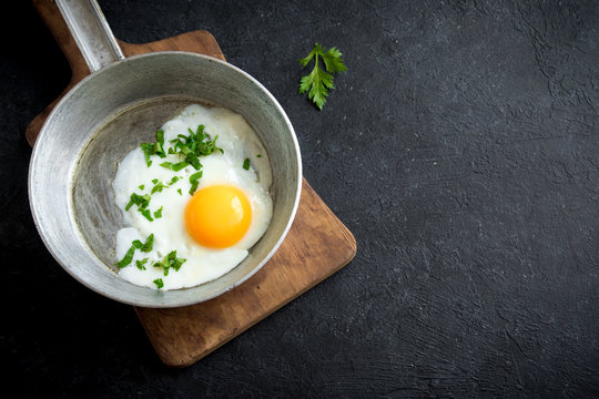 Fried Egg on Frying Pan for Breakfast