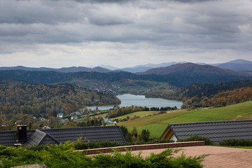 Naklejka premium Solina lake in Polanczyk, Bieszczady, Poland