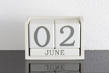 White block calendar present date 3 and month June