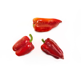 Red pepper isolated on the white background. Top view or from above.