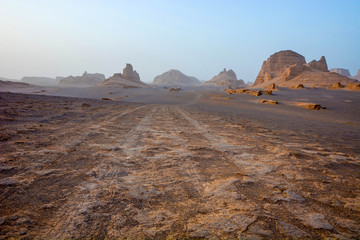 Fototapeta na wymiar Dasht-e Lut desert in Iran after sunrise