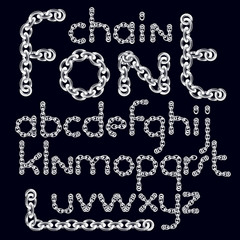 Vector English alphabet letters collection. Lower case decorative font created using connected chain link.