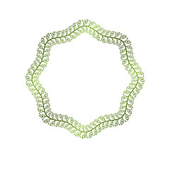 Luxury frame with empty copy-space, classic heraldic blank geometric star shape created as springtime design. Retro style label made with green eco leaves, environment conservation theme.